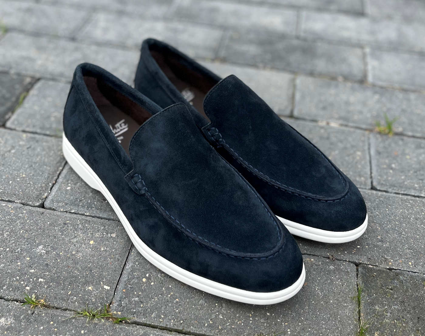 John White Dark Navy Blue Suede Designer Casual Loafers