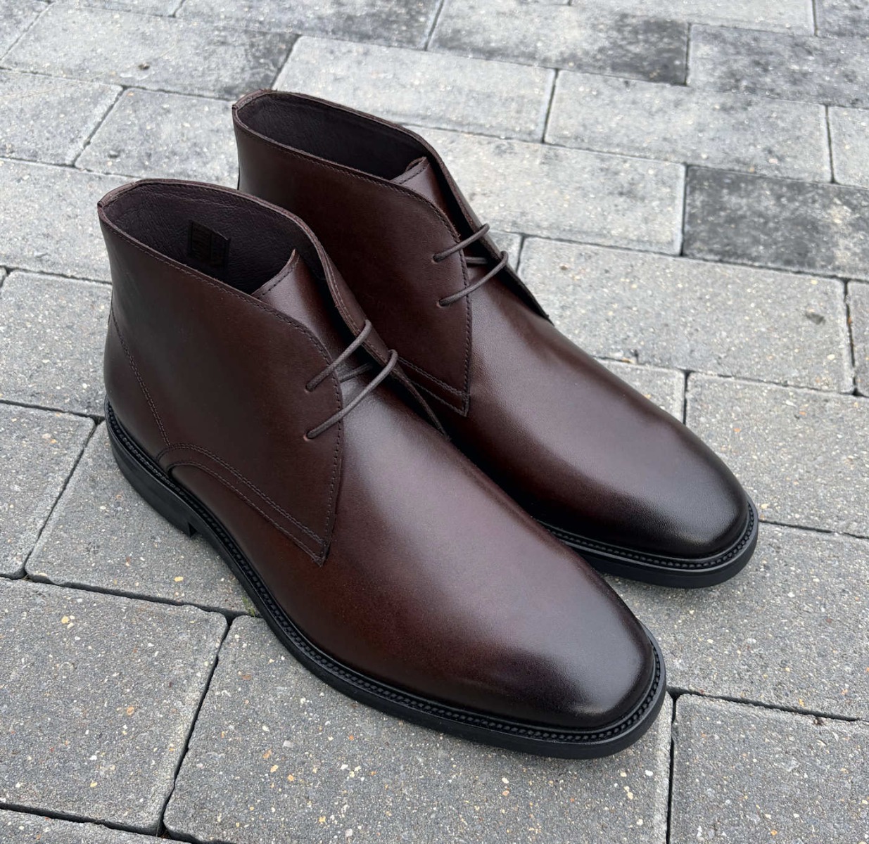 John White Premium Brown Polished Rubber Sole Chukka Boots