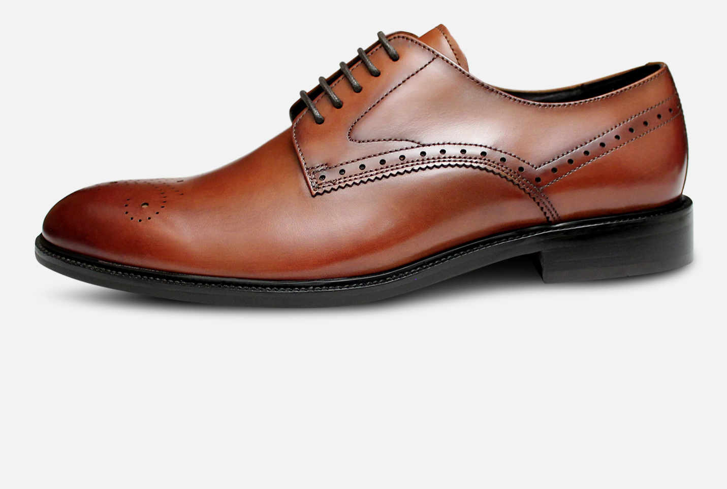 John White Formal Derby Brogue Shoes in Tan Leather