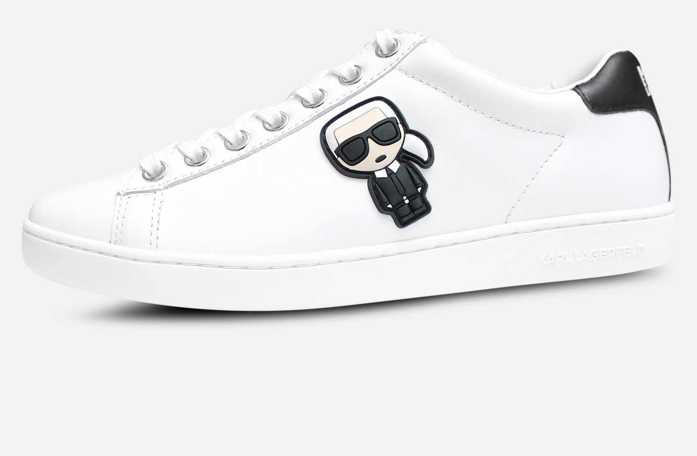 Karl Largerfeld White Designer Kupsole II Shoes in White Leather