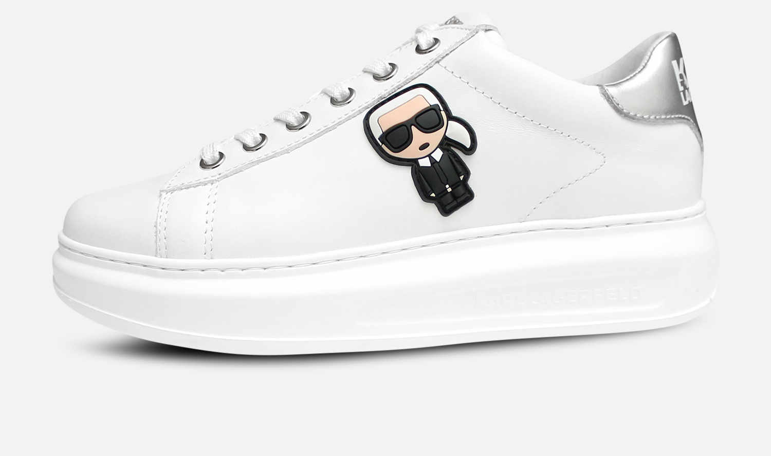 Karl Largerfeld Designer Kapri Sneakers in Luxury White Leather