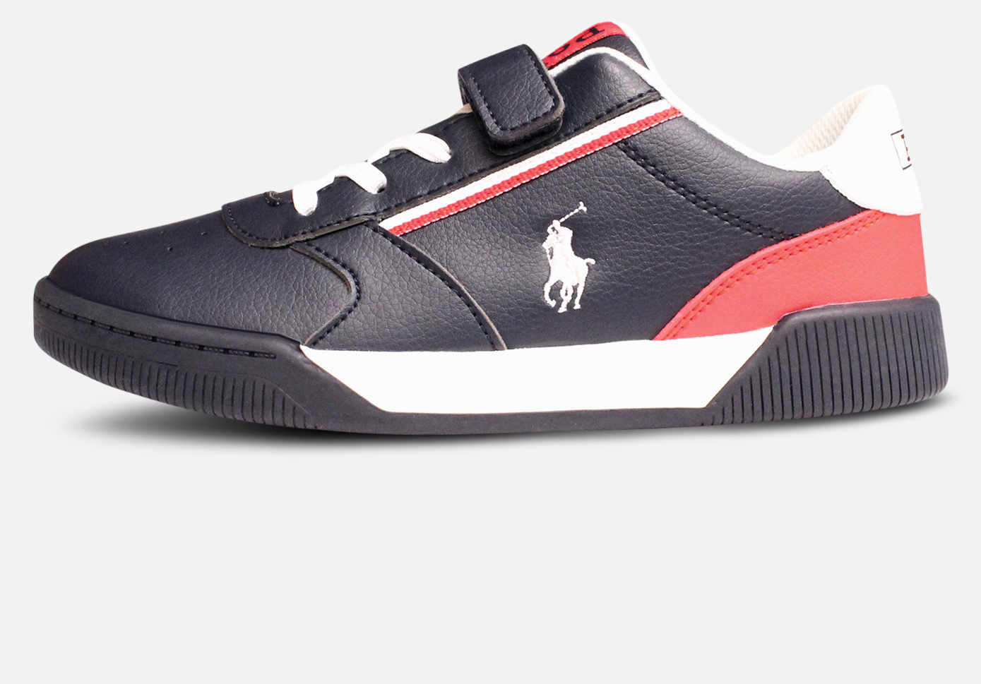 Ralph Lauren Polo Kids Navy Blue Keelin Leather Trainers