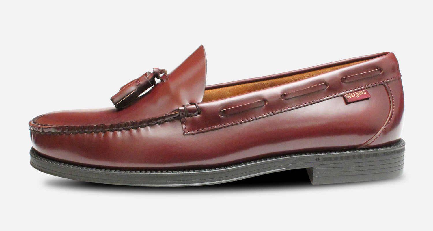 Mens Bass Weejun Tassel Loafer Shoes Larkin in Burgundy 