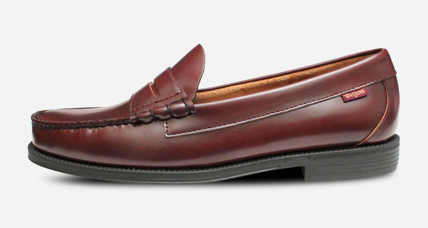 Larson II Rubber Sole Bass Weejuns in Burgundy Wine Leather
