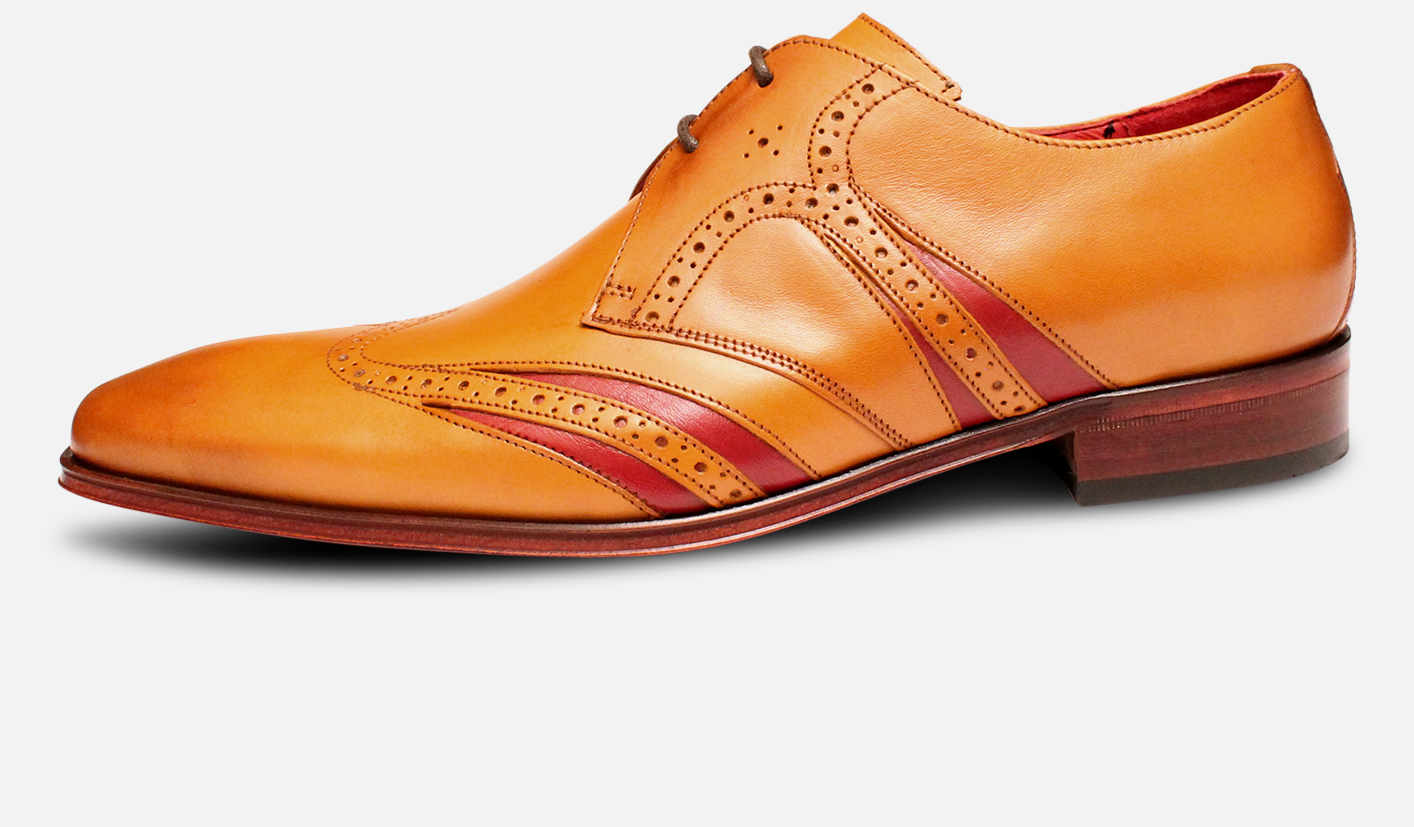 Light Brown Jeffery West Red Wingtip Brogue Shoes