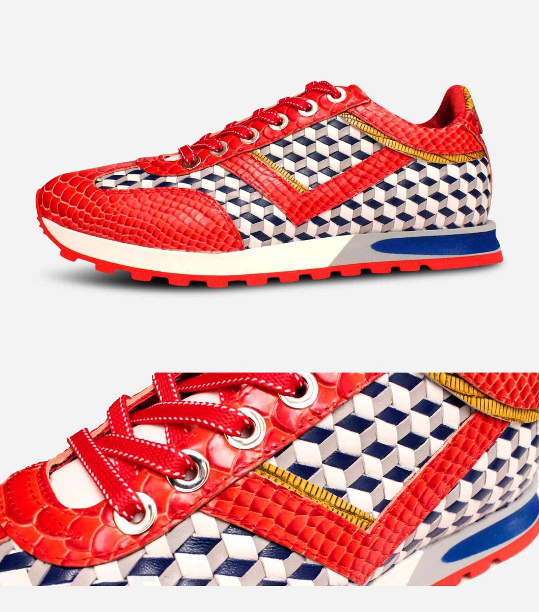 Red Anaconda Weave Premium Italian Designer Shoes