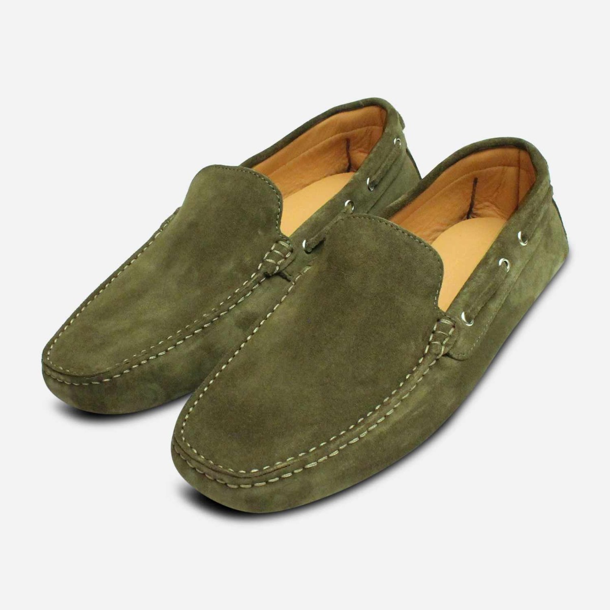 Forest Green Suede Mens Italian Driving Shoe Moccasins Forest Green Suede Mens Italian Driving Shoe Moccasins