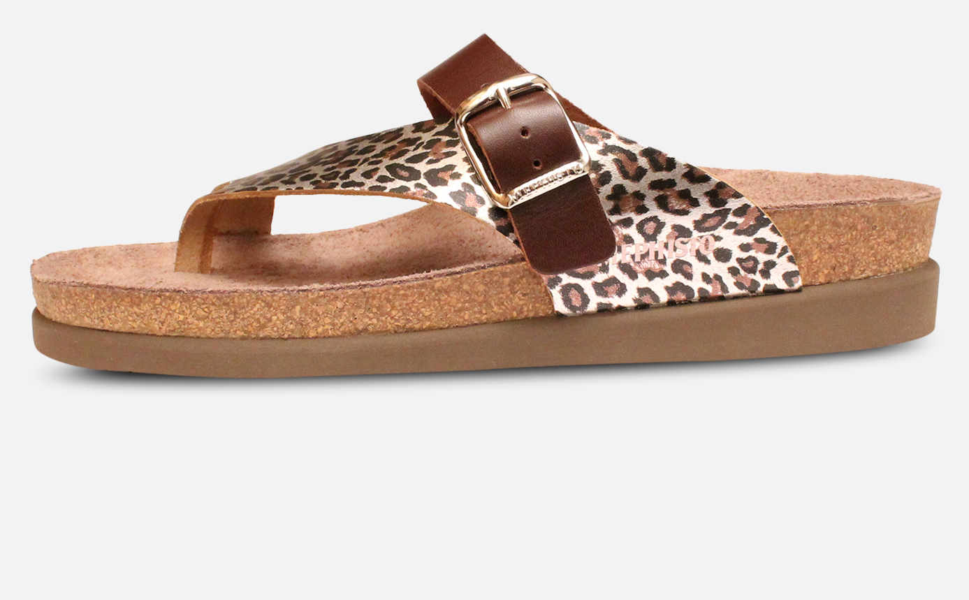 Mephisto Helen Brown Leopard Print Designer Sandals