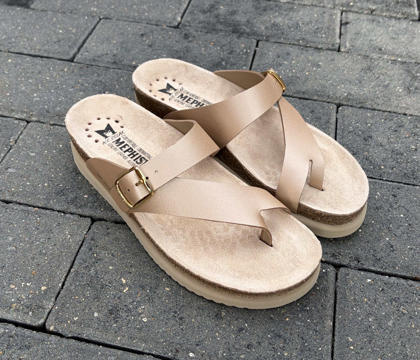 Mephisto Helen Sandals in Pearl Platinum Leather