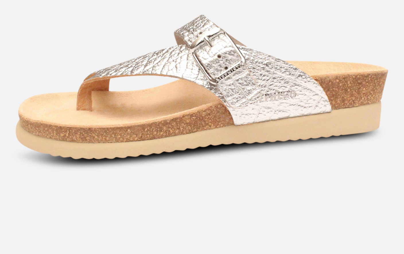 Mephisto Helen Sandals in Textured Silver Leather