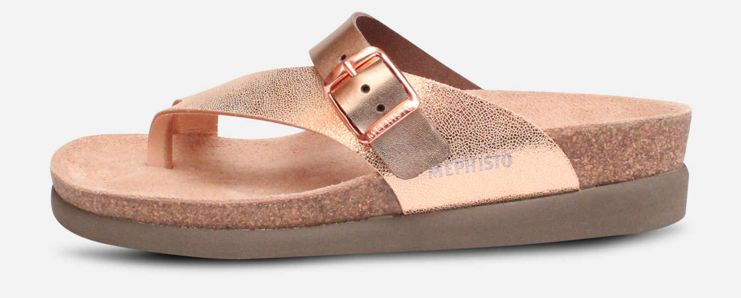 Mephisto Womens Helen Sandals in Nude Pink Metallic