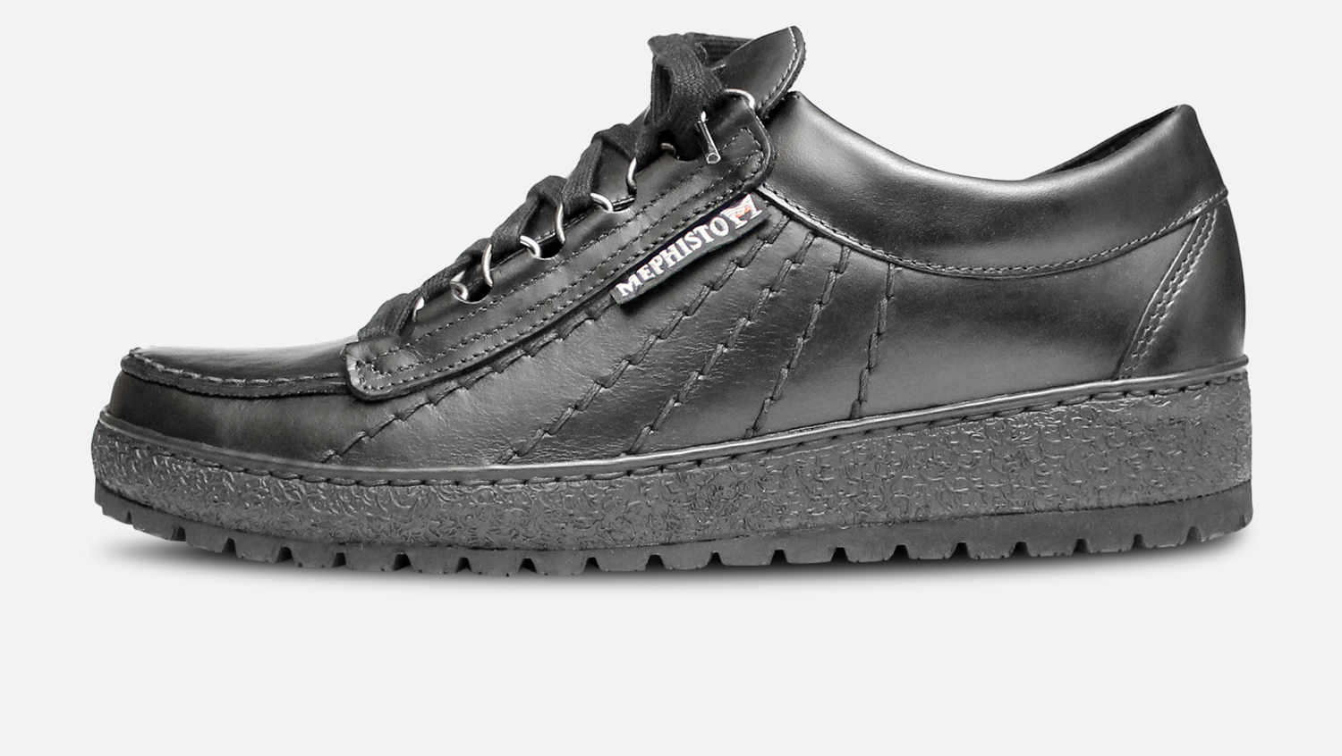 Mephisto Designer Rainbow Shoes in Smooth Black Leather