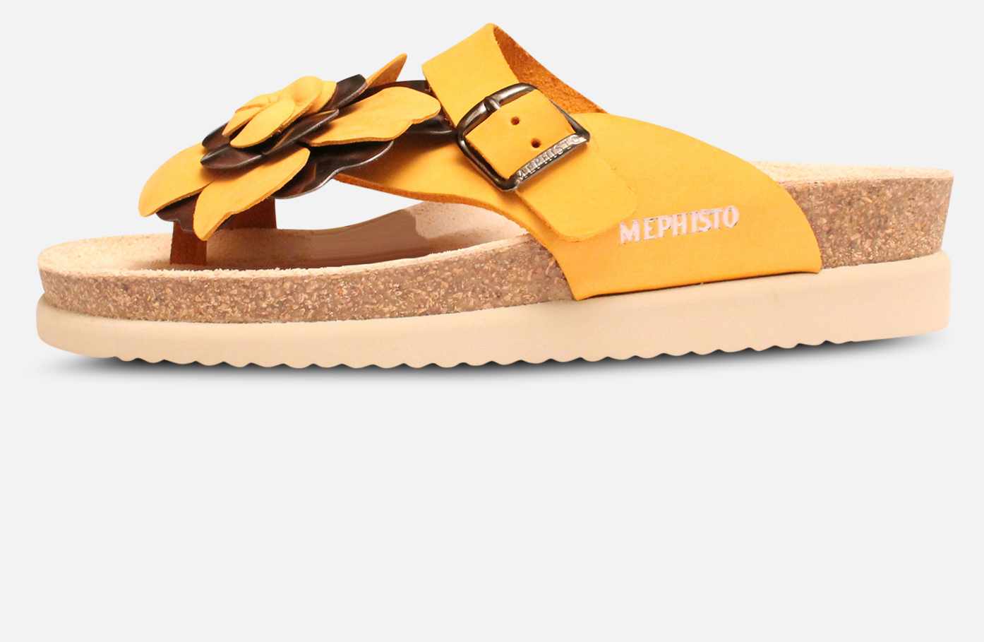 Mephisto Helen Flower Sandals in Yellow Nubuck
