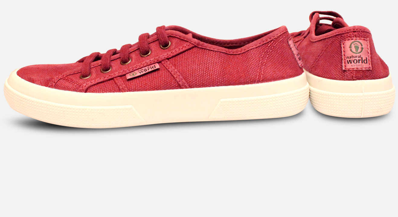 Natural World Burgundy Organic Lace Up Training Shoes