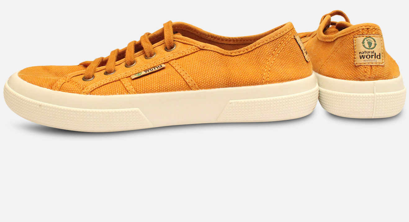 Natural World Yellow Canvas Eco Friendly Lace Up Shoes