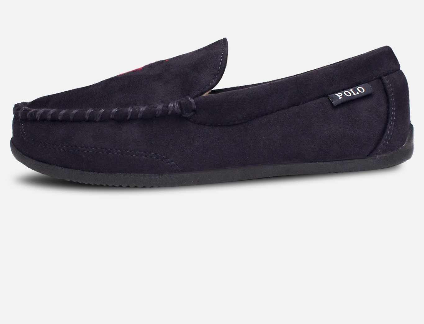 Ralph Lauren Declan II Mens Navy Blue Plaid Slippers