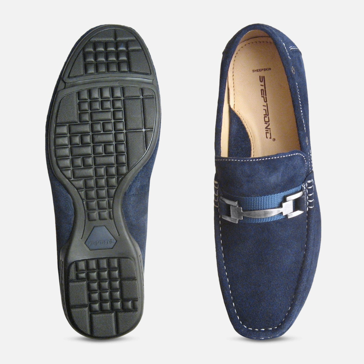 Designer Navy Blue Suede Loafers by Steptronic Delta Shoes