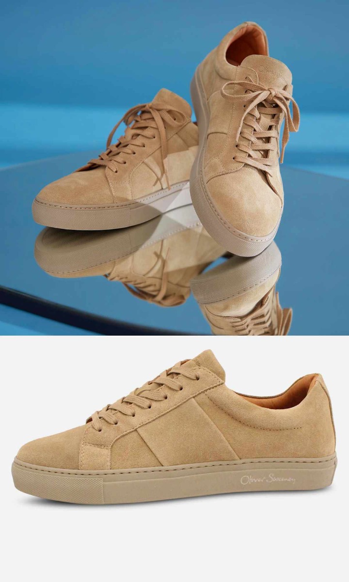 Oliver Sweeney Designer Sand Suede Cupsole Sneakers