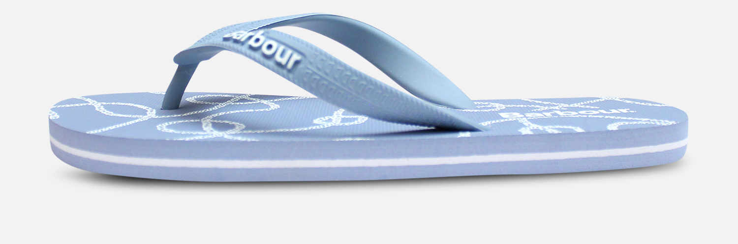 Barbour Pale Blue Womens Rope Print Flip Flop Sandals