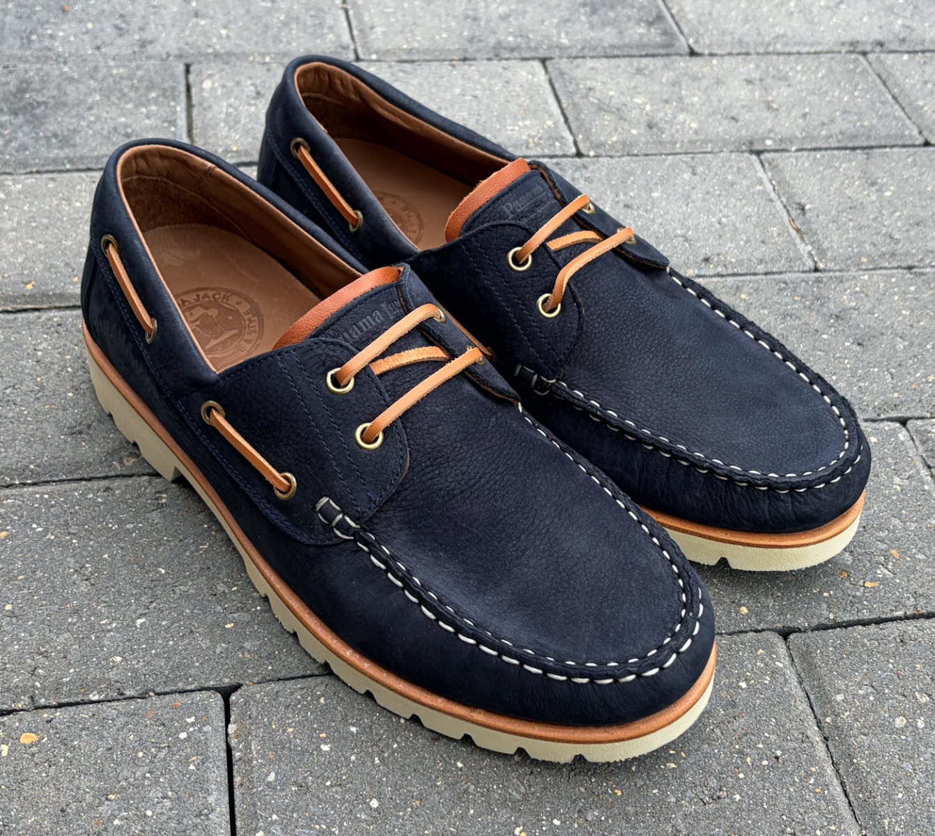 Panama Jack Mens Navy Blue Nubuck Boat Shoes