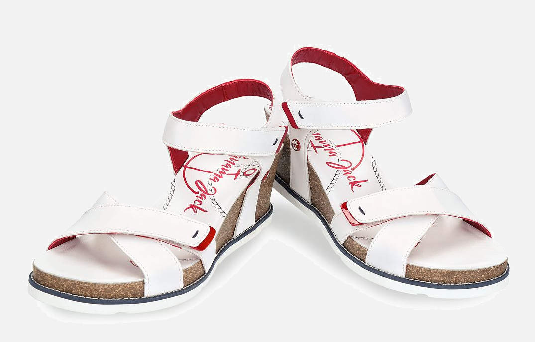 Panama Jack Ladies White Leather Crossover Heel Sandals