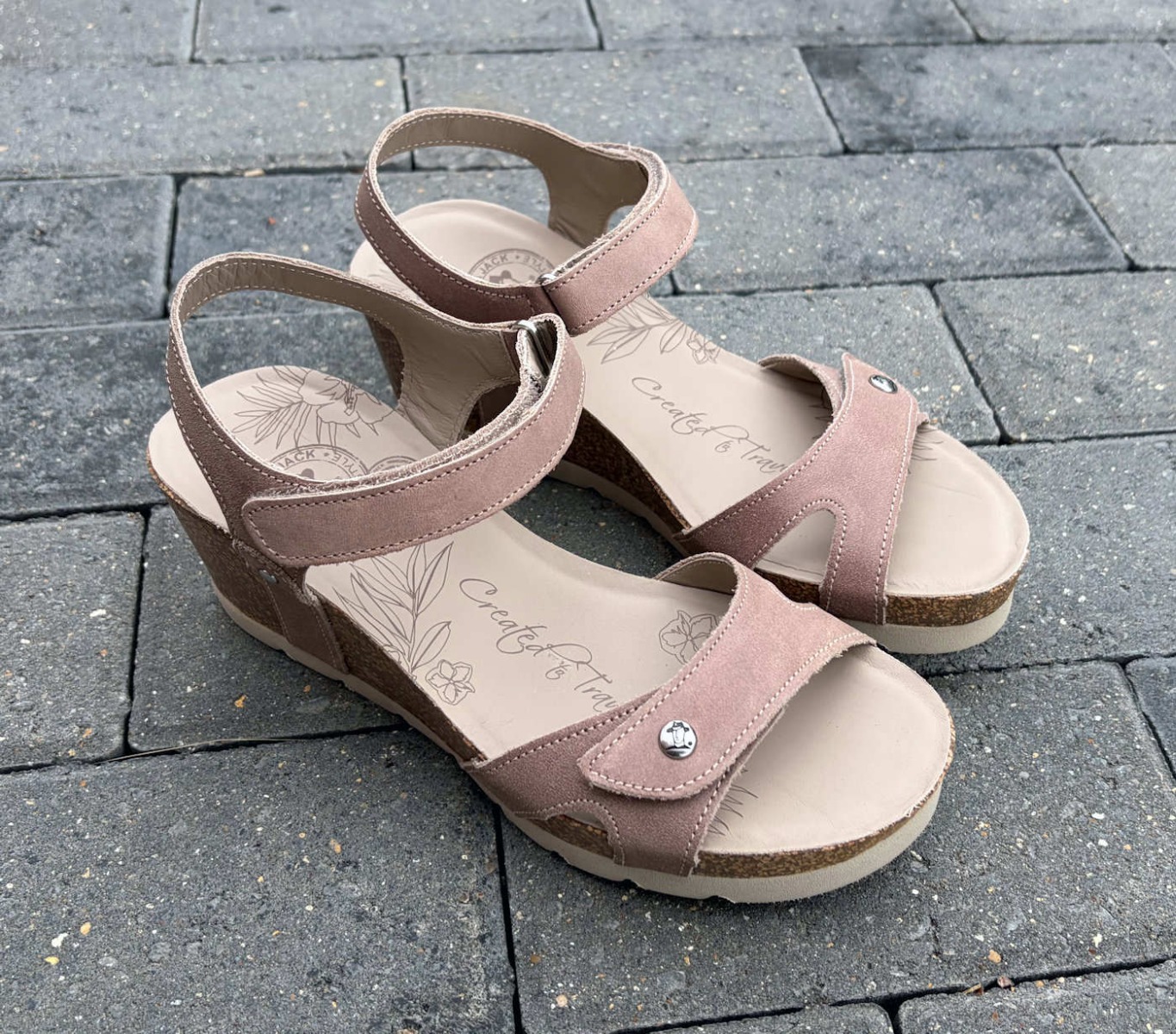 Panama Jack Julia Sandals in Taupe Leather with Cork Sole