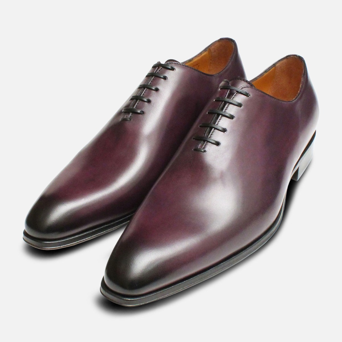 Angelo Pallotta Men\'s Wingtip Ahoes in Aubergine Aubergine Purple Mens Wholecut Oxford Shoes main image 2