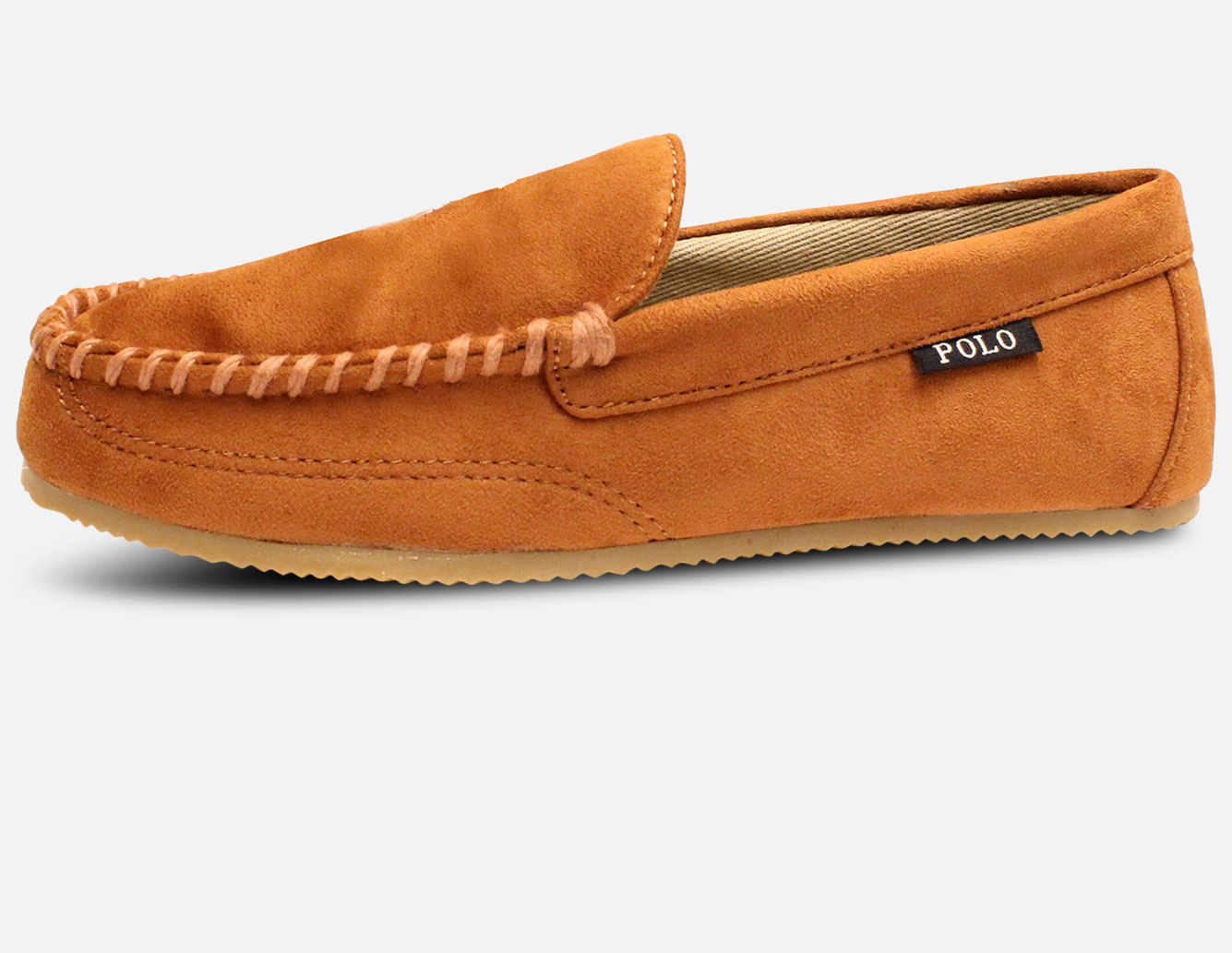 Ralph Lauren Snuff Brown Slippers with Multi Colour Polo Logo