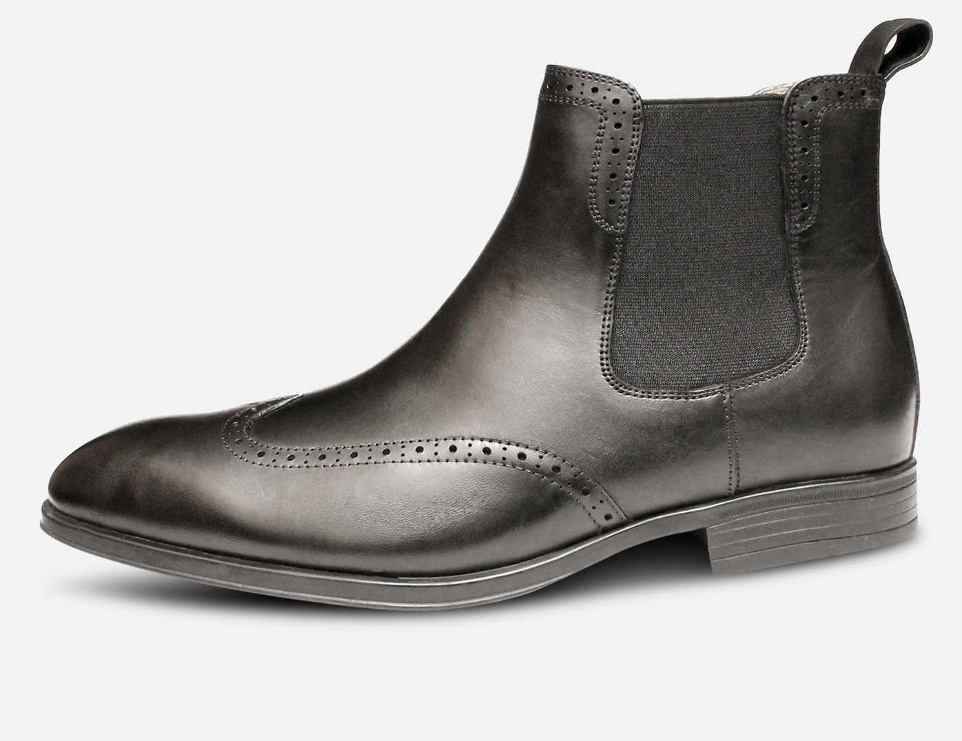 Steptronic Formal Black Mens Wingtip Chelsea Boots