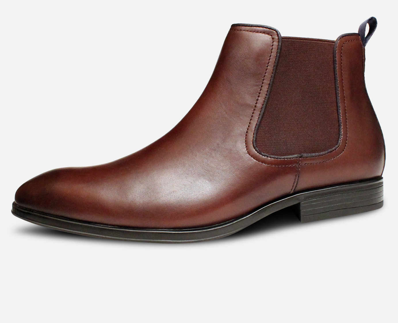 Steptronic Fulham Slip On Chelsea Boots in Brown Leather