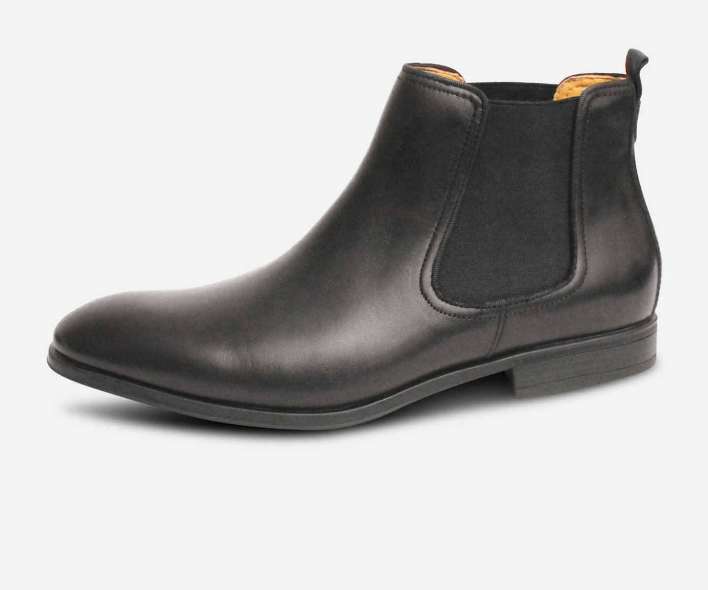 Steptronic Plain Toe Chelsea Boots in Black Leather