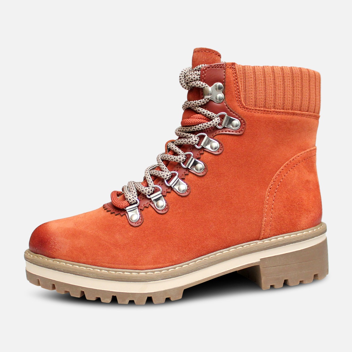 Tamaris Exclusive Rust Suede Womens Lace & Zip Boots