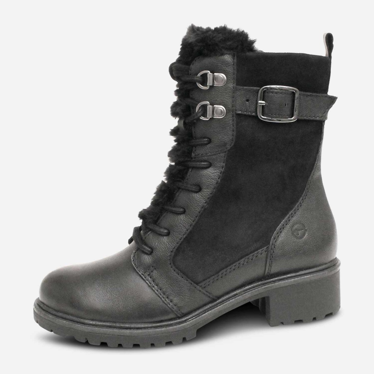 Tamaris Designer Warm Lined Heeled Mid Boots in Black