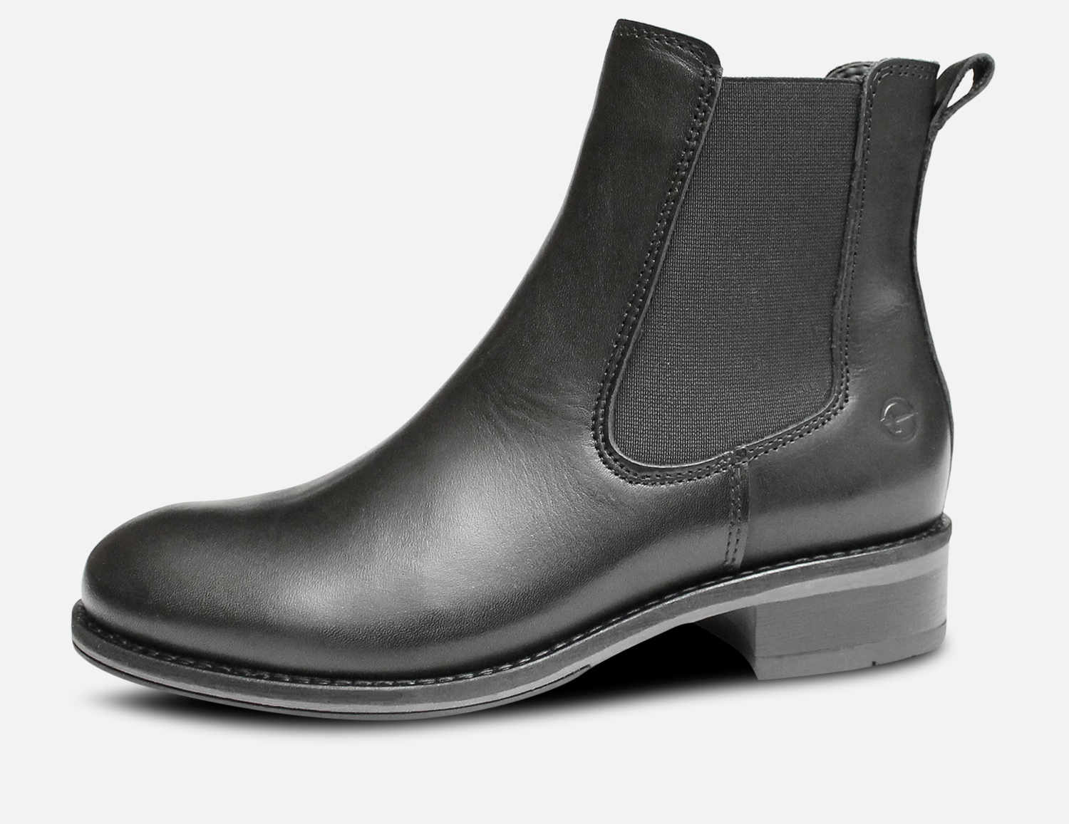Black Leather Tamaris Ankle Chelsea Boots for Women