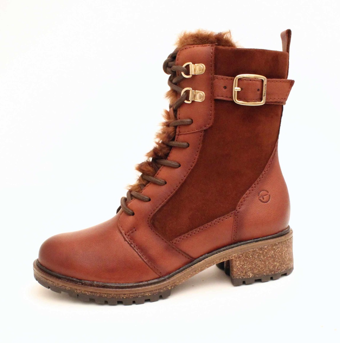 Tamaris Designer Warm Lined Brown Mid Boots with Heel