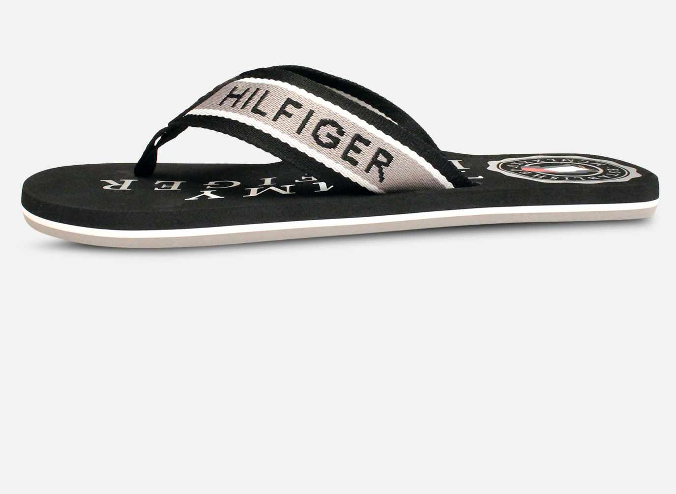Tommy Hilfiger Designer Black & Grey Flip Flop Sandals