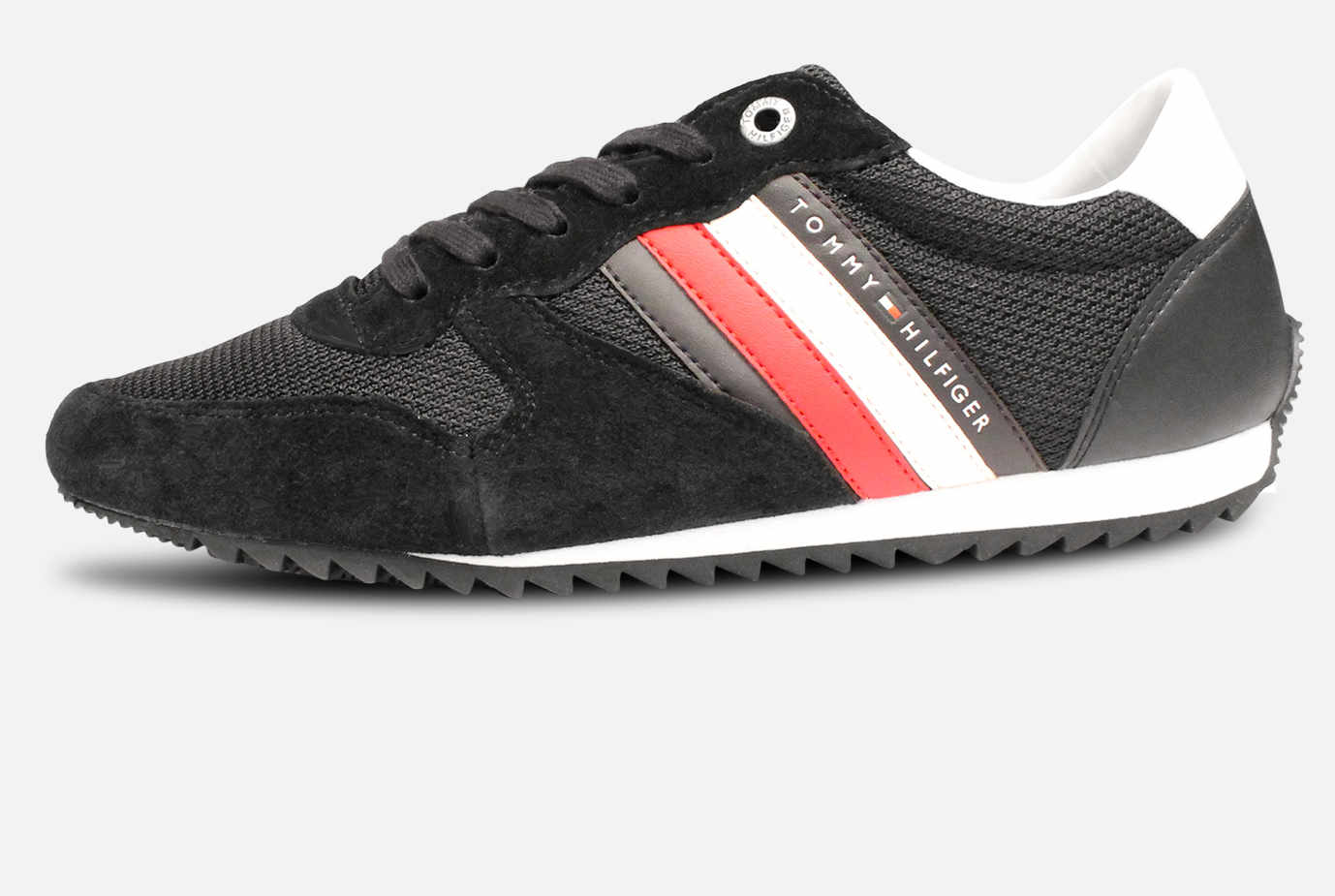 Tommy Hilfiger Black Suede Leather Designer Sneaker Shoes