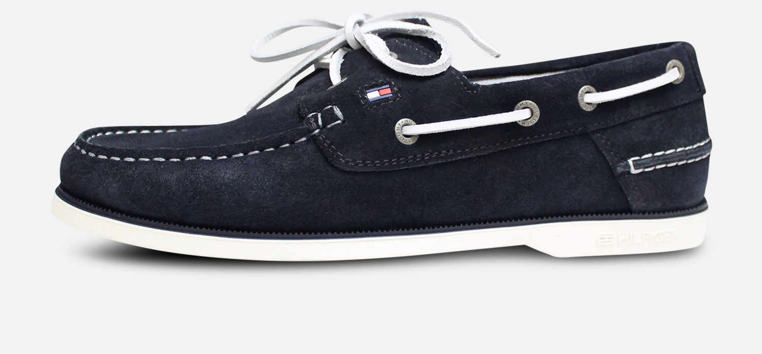 Tommy Hilfiger Mens Navy Blue Suede Boat Shoes
