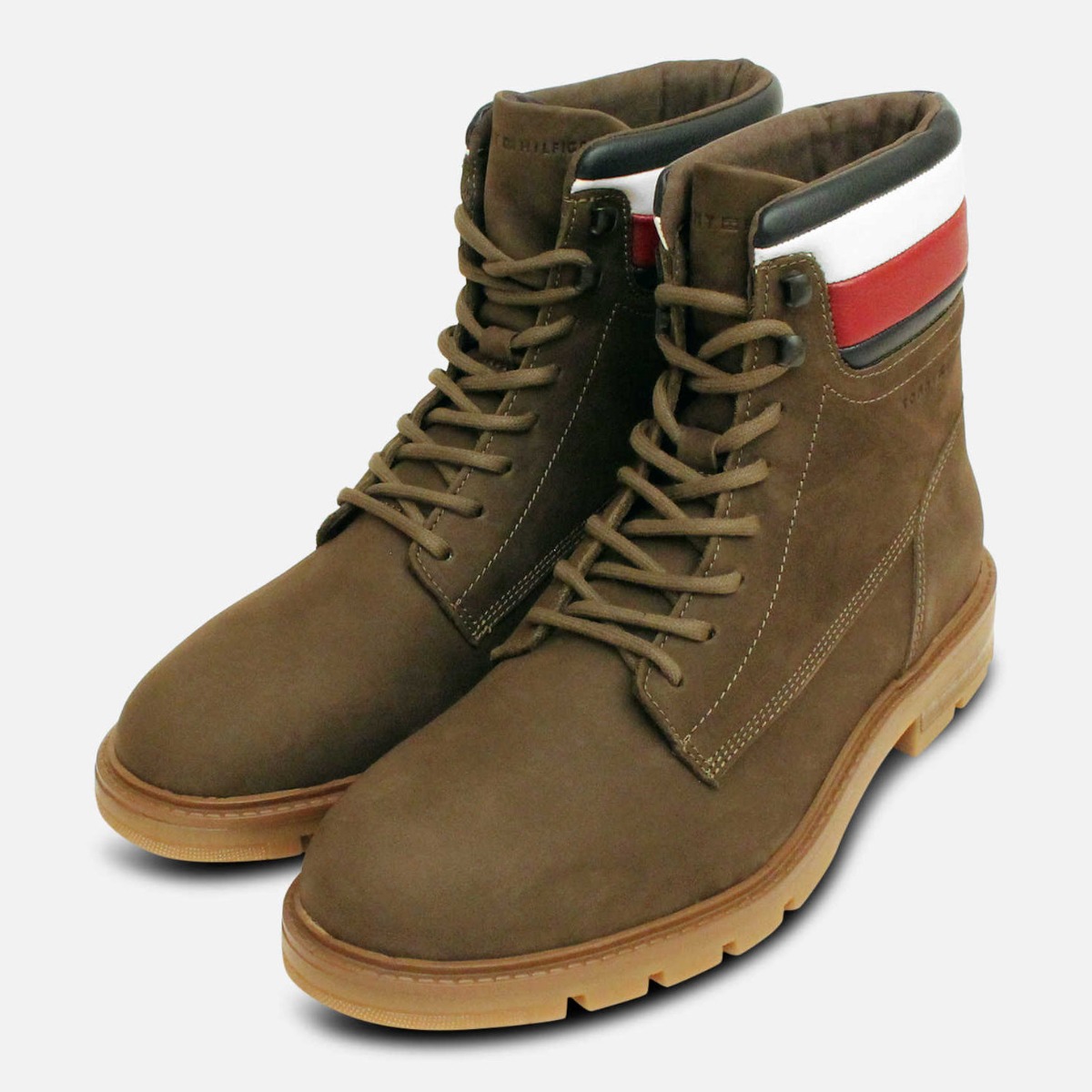 Tommy Hilfiger Olive Green Suede Chukka Boots with Cream Sole Ferro Aldo Men main image 3