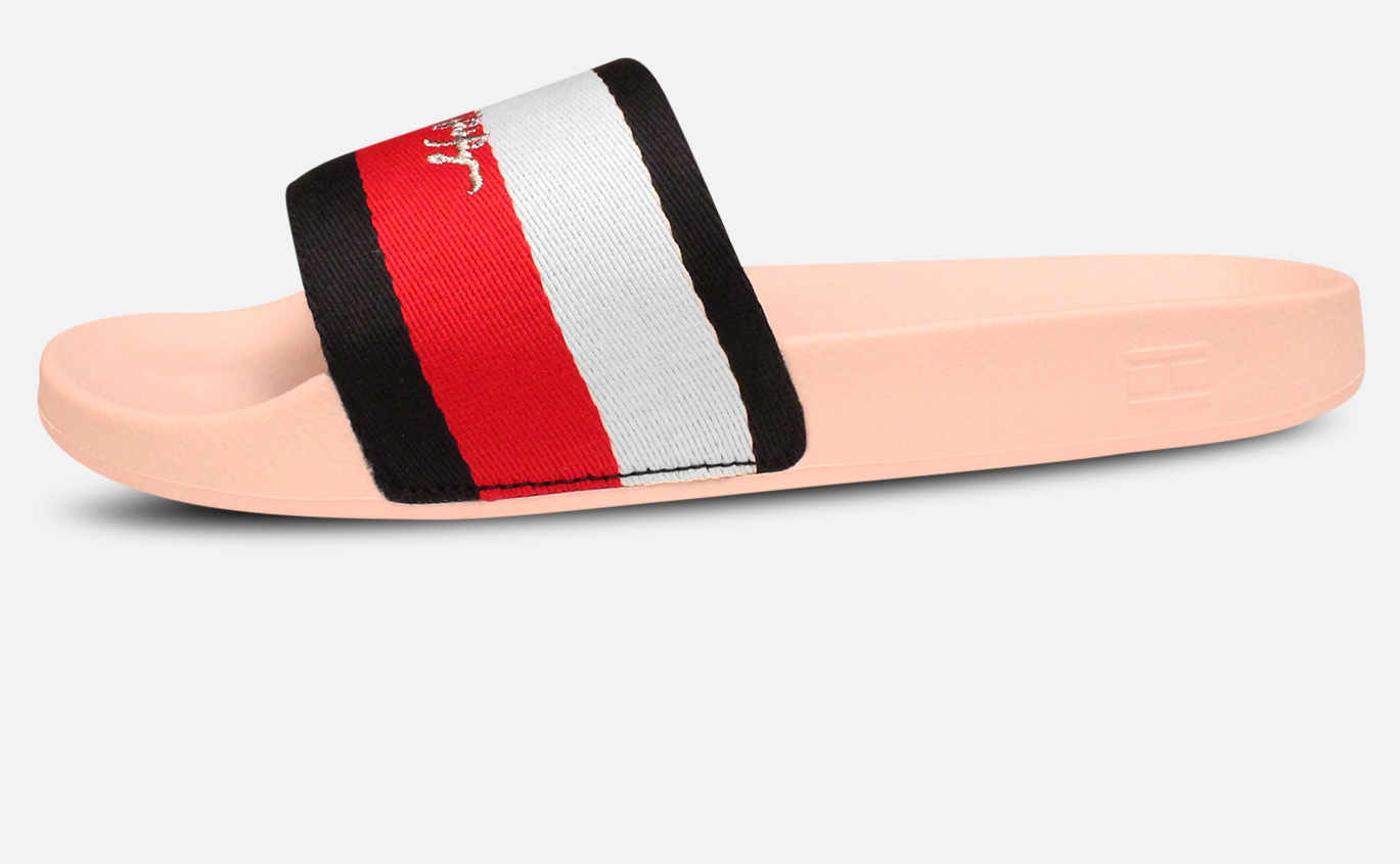 Tommy Hilfiger Designer Pale Pink Signature Pool Sliders