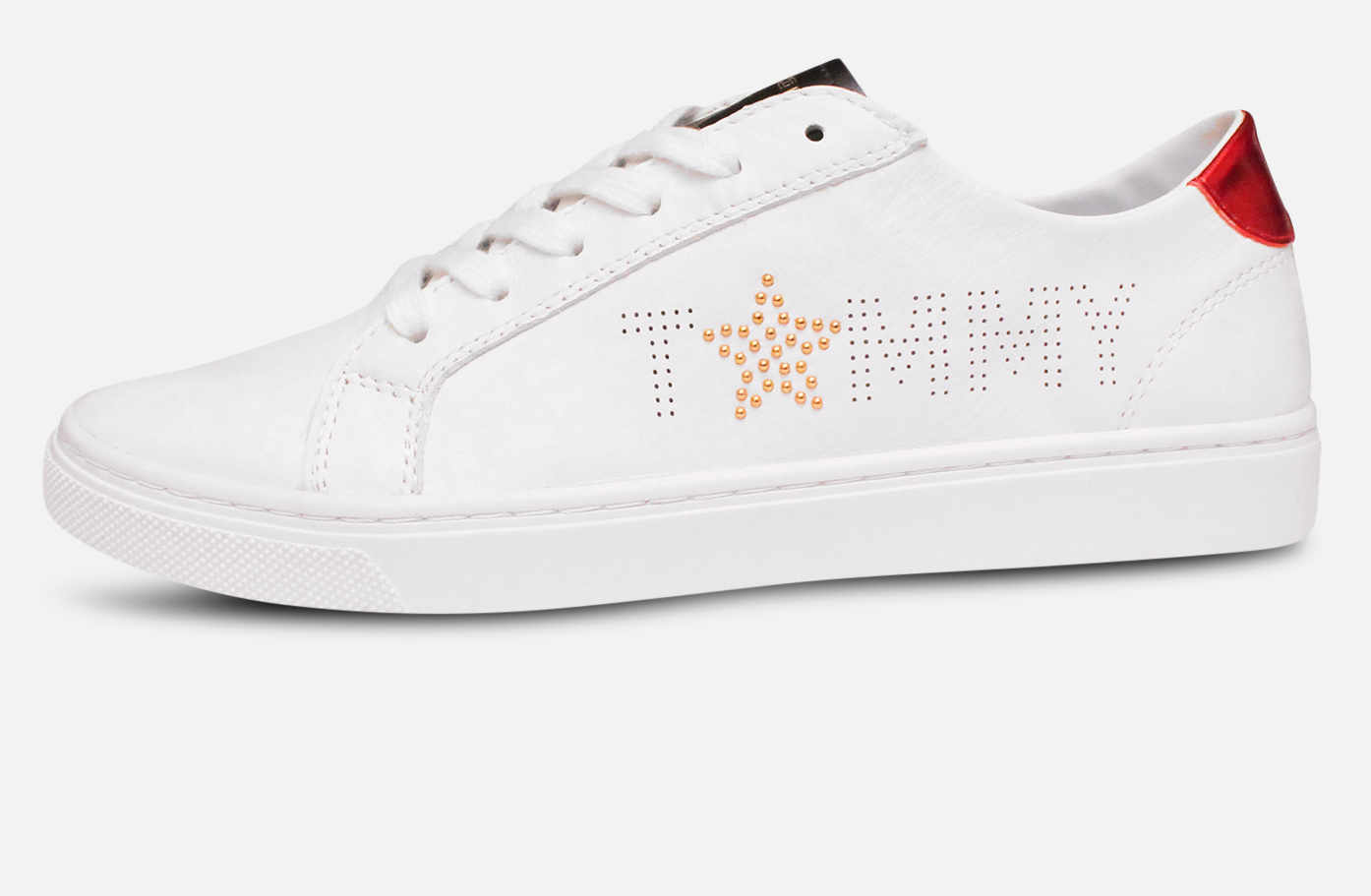 Tommy Hilfiger Gold Star Studded Training Shoes in White