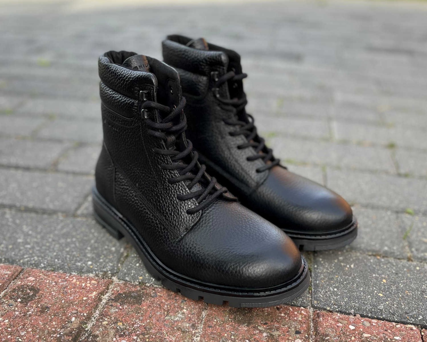 Tommy Hilfiger All Black Warm Commander Lace Up Boots