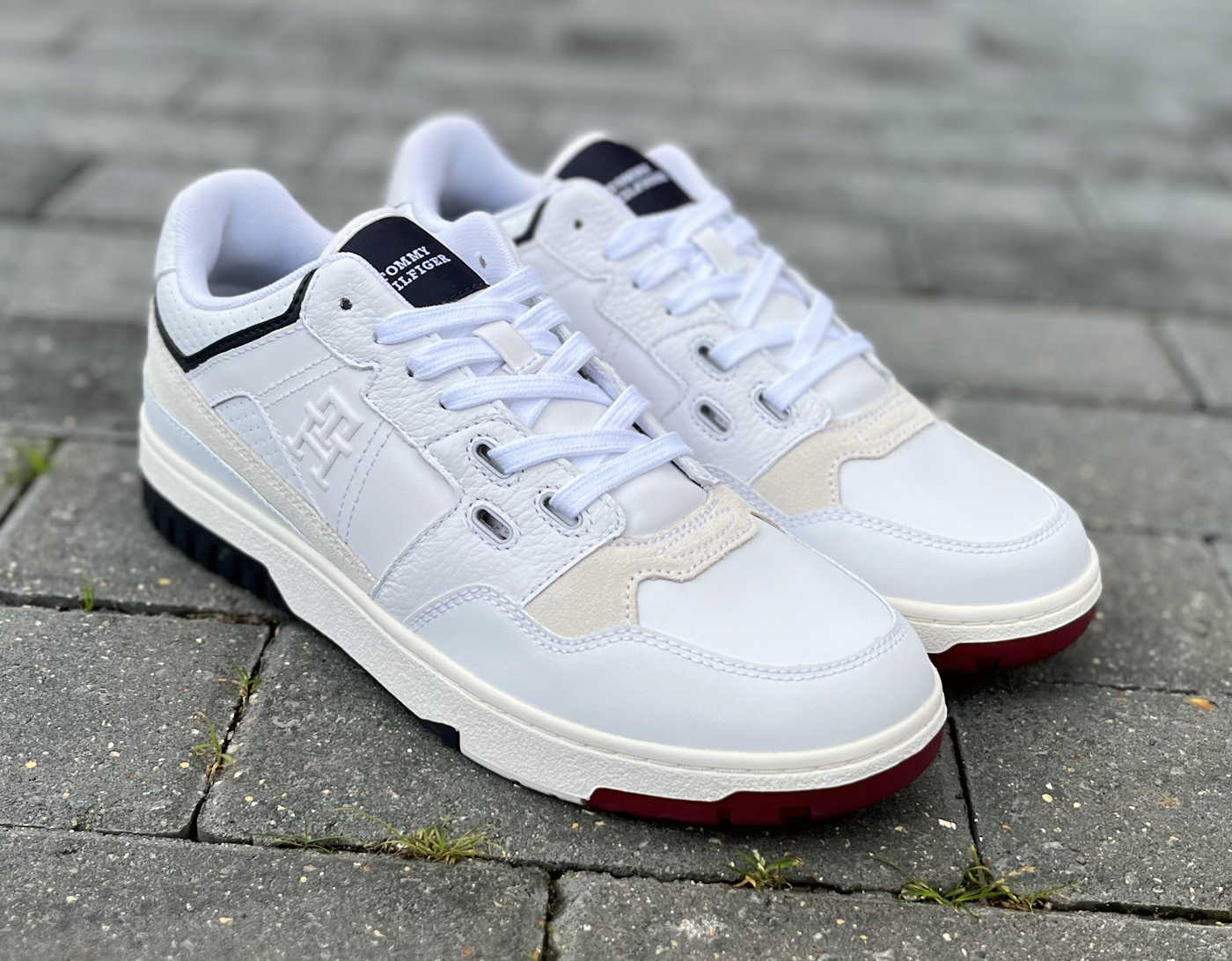Tommy Hilfiger Premium White Leather Basket Street Trainers