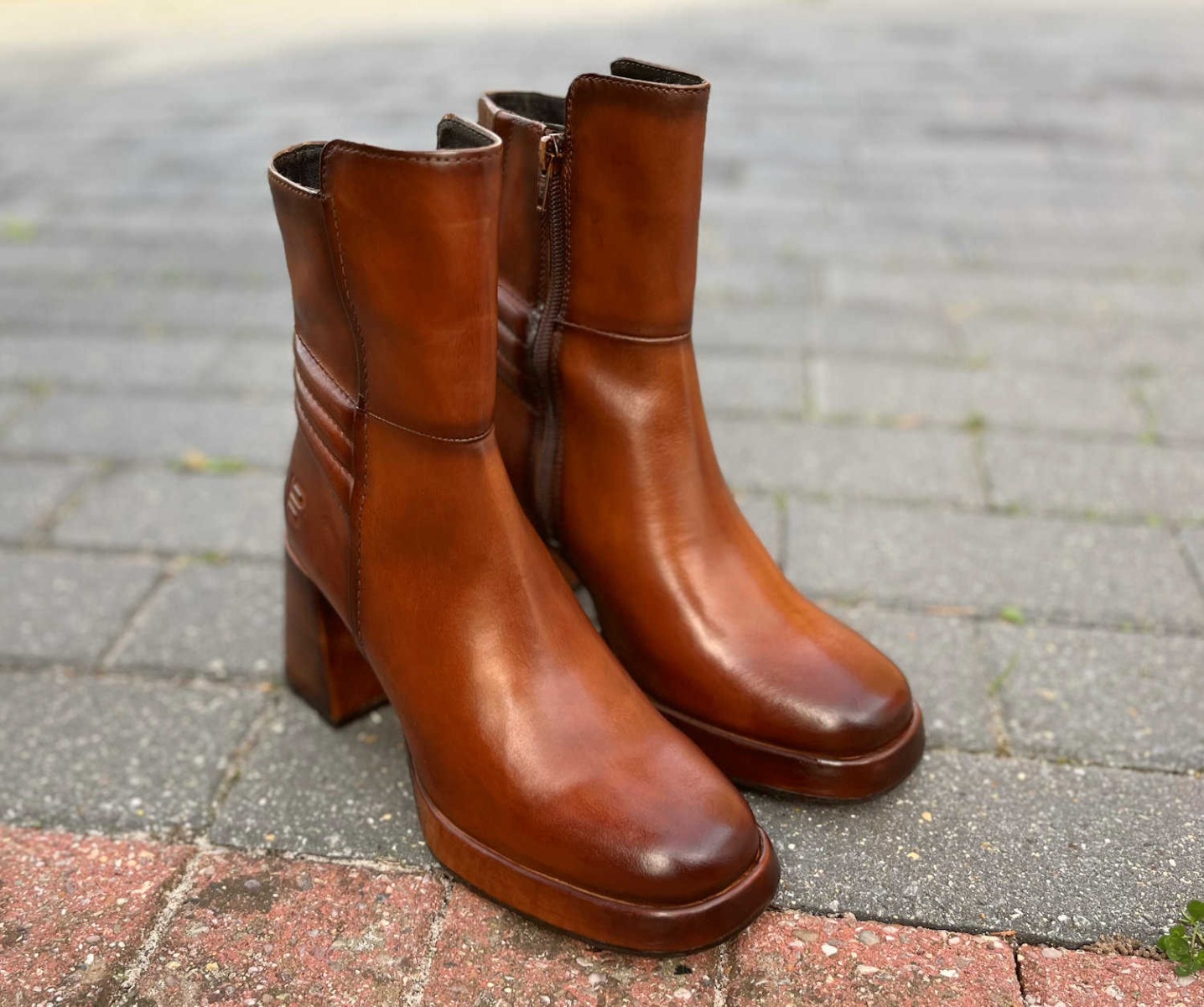 Bagatt Designer Ankle Zip Boots In Antique Tan Leather 9669