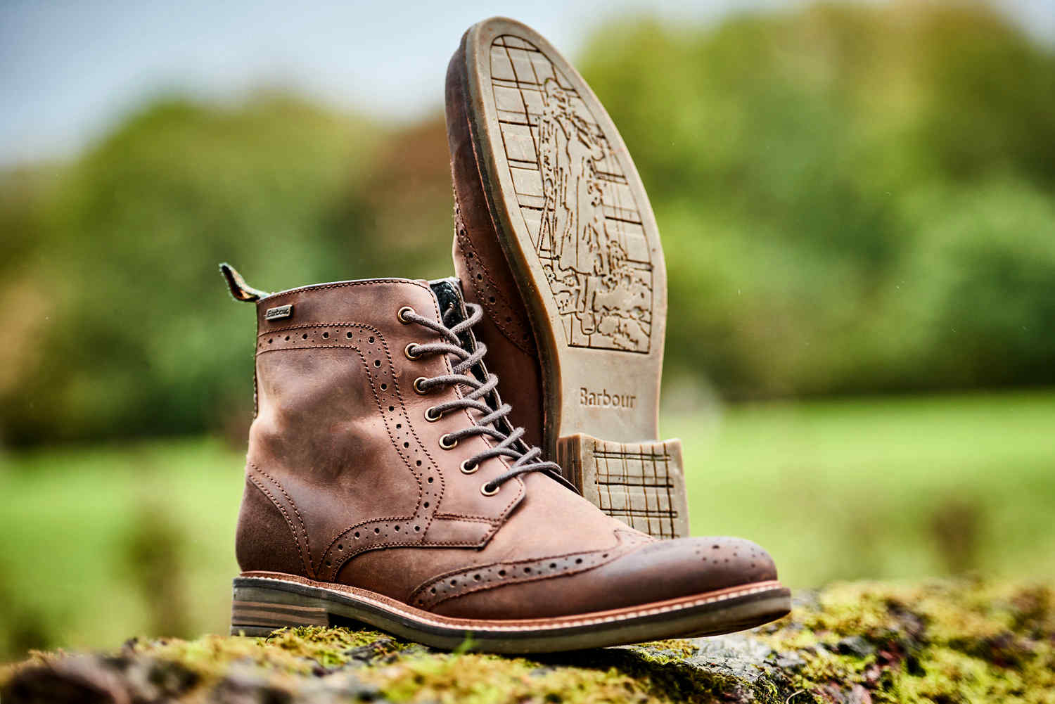 Country Brogues in Waxy Brown by Barbour Belsay