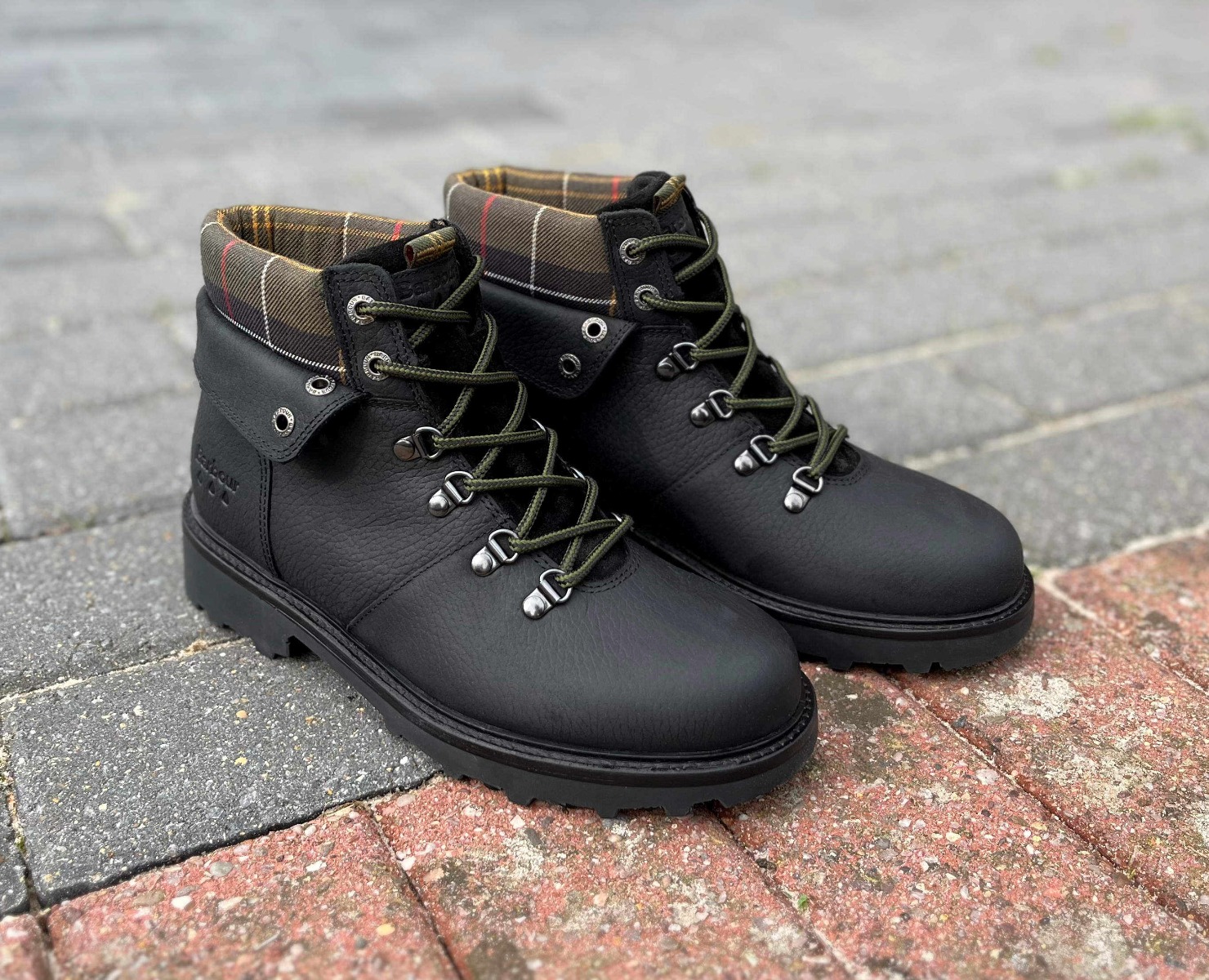 Barbour Ladies Black Leather Rubber Sole Hiking Boots