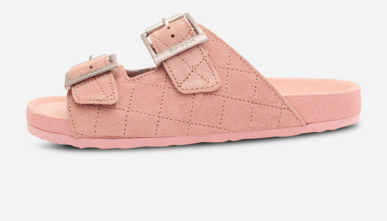 Barbour Designer Womens Pink Suede Quilted Sandals