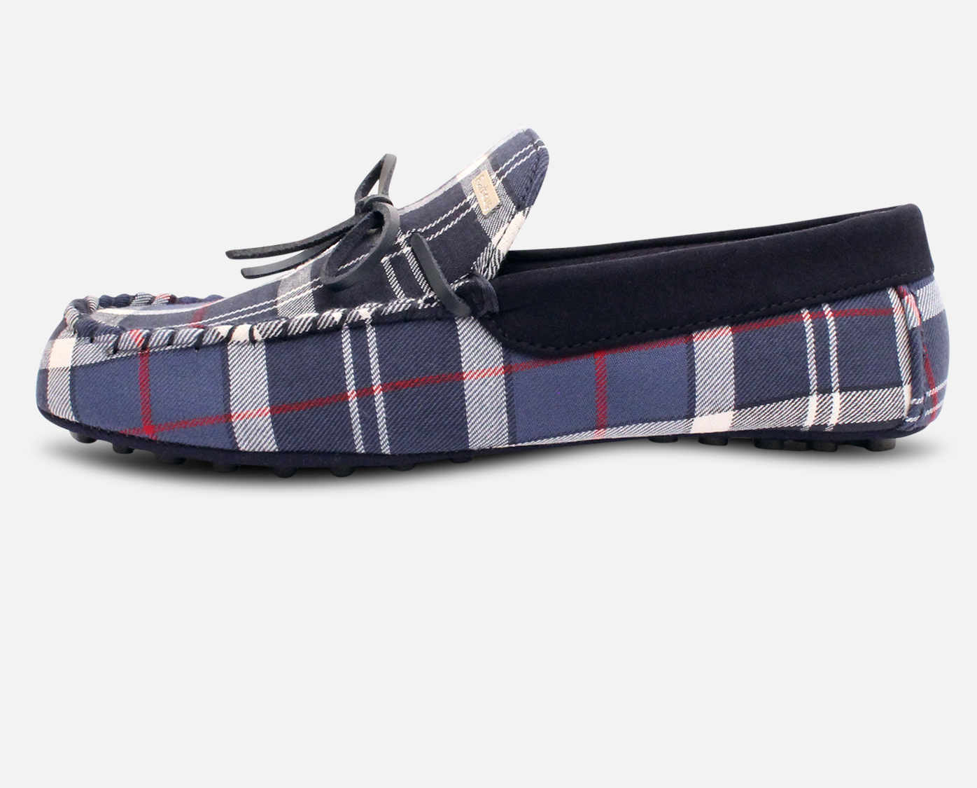 Barbour Mens Blue Tartan Luxury Moccasin Slippers