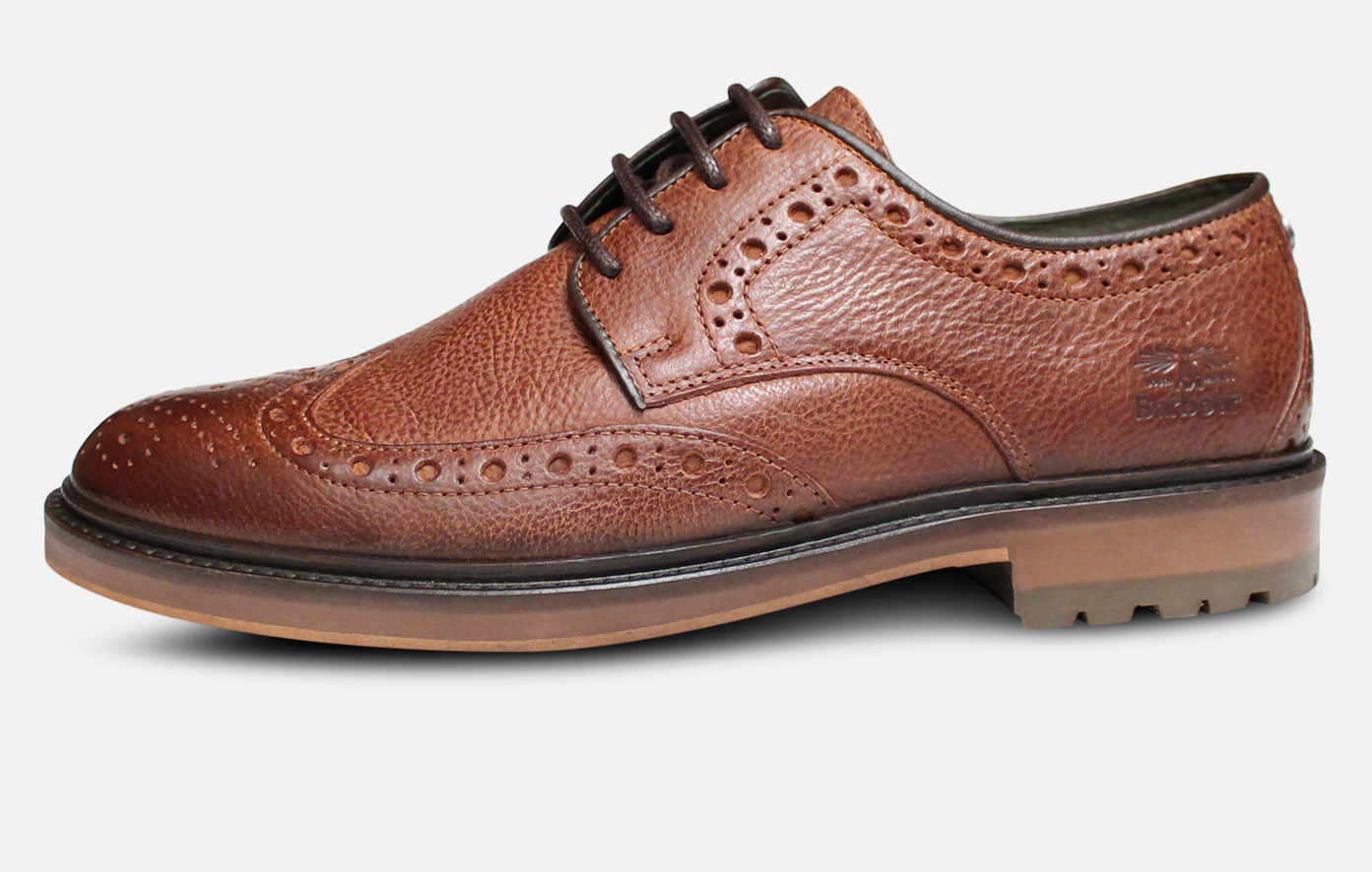 Barbour Mens Lace Up Ouse Country Brogue Shoes in Tan