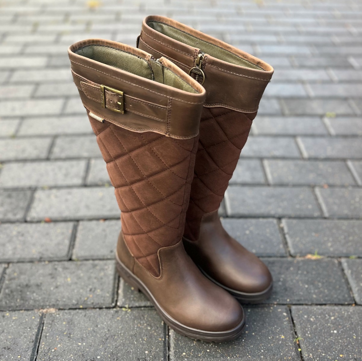 Barbour Tall Brown Quilted Waterproof Walking Boots